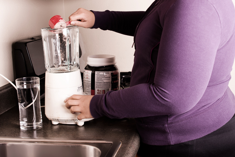 Protein shakes come in many different flavors and consistency. You can thicken the consistency of your protein shake by mixing it with protein fortified skim milk instead of water.