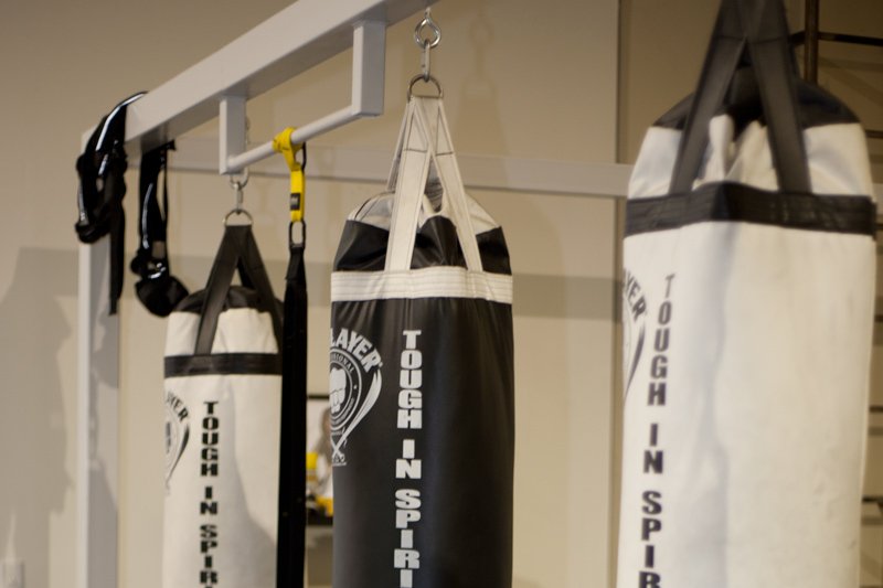 Punching bags in a gym