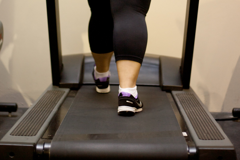 Obese person on treadmill